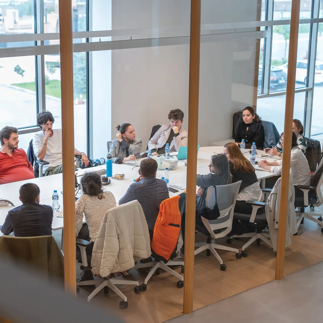 People working and meeting in the Center